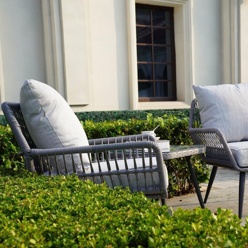 Gri Rattan Minderli 2 Kişilik Metal Bahçe Takımı - 209968