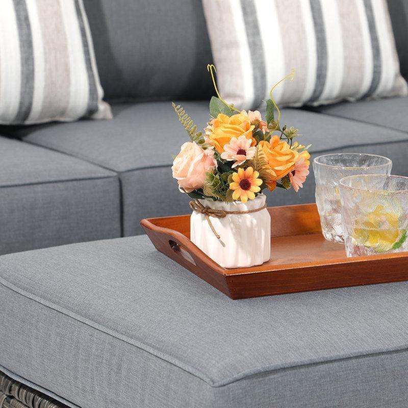 Gri Rattan Minderli 3 Parça Bahçe Takımı - 180 cm - 209154