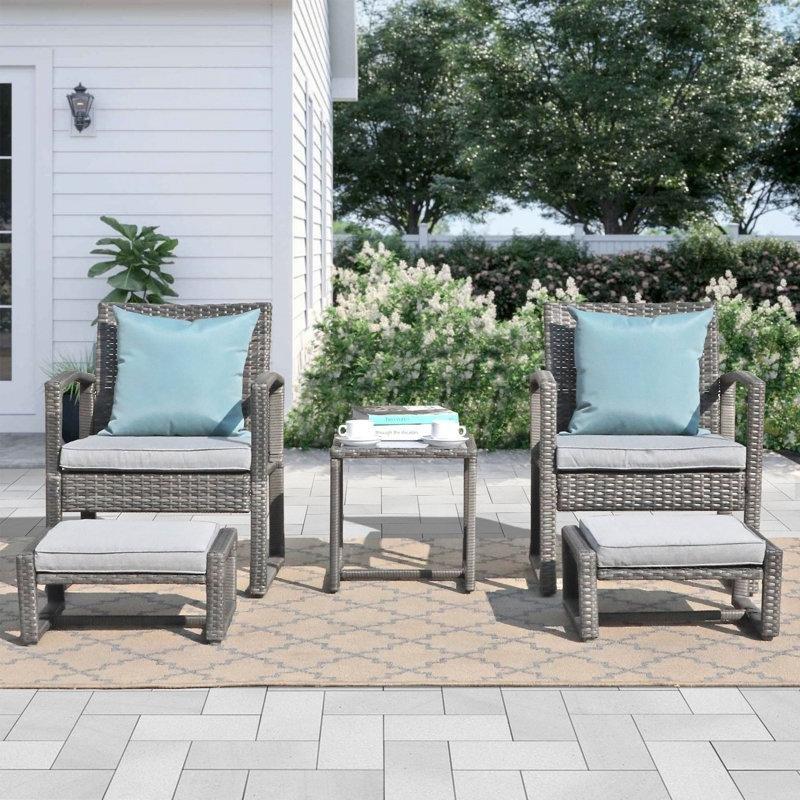 Gri Rattan Minderli 5 Parça 2 Kişilik Bahçe Takımı - 211191