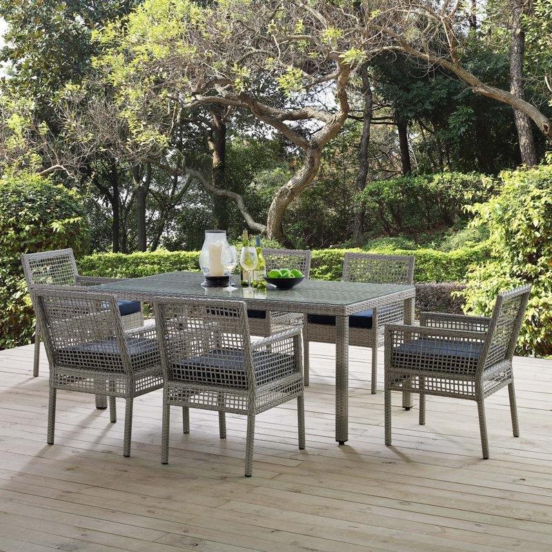 Gri Rattan Minderli 6 Kişilik Dikdörtgen Bahçe Masa Takımı - 213261