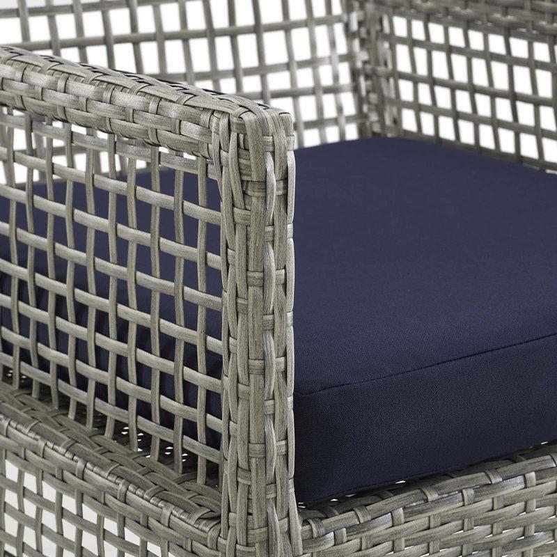 Gri Rattan Minderli 6 Kişilik Dikdörtgen Bahçe Masa Takımı - 213261