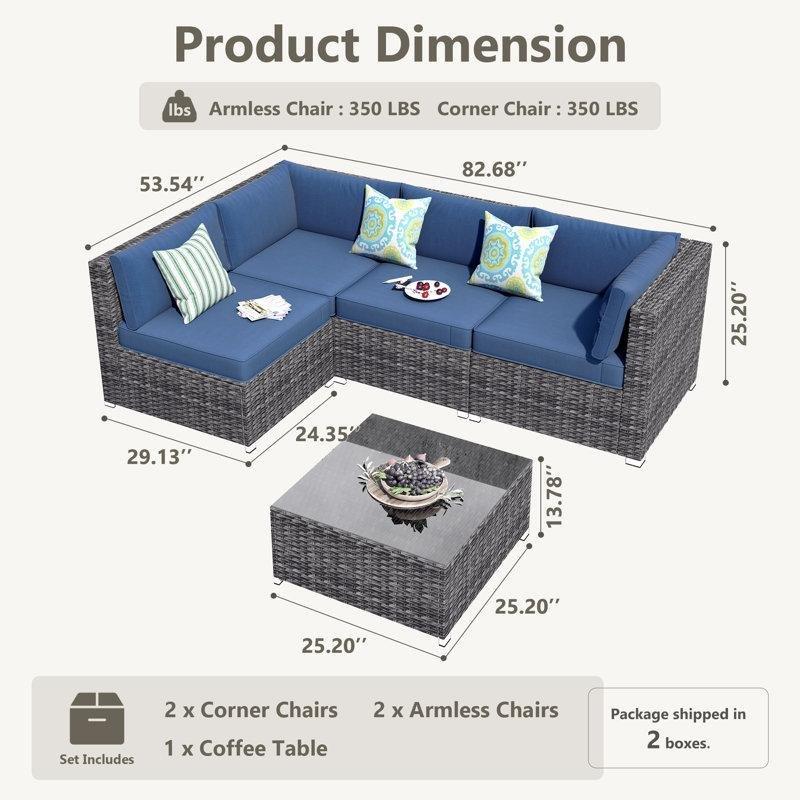 Gri Rattan Modüler 4 Kişilik Köşe Bahçe Takımı - 209461