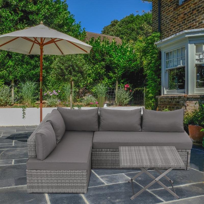 Gri Rattan Modüler 5 Kişilik Bahçe Takımı - 181 cm - 209802