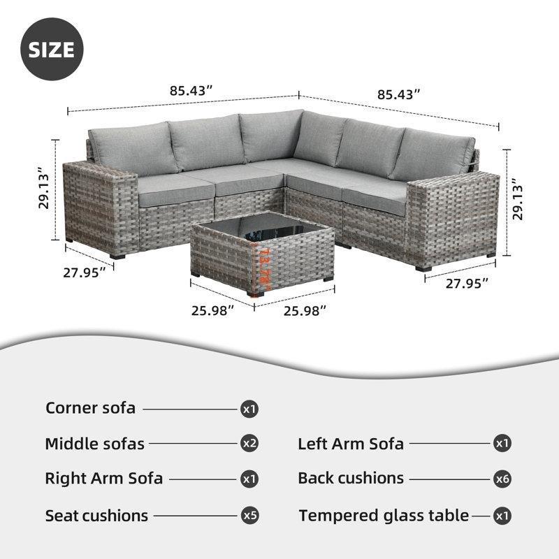 Gri Rattan Modüler 5 Kişilik Köşe Bahçe Takımı - 210774