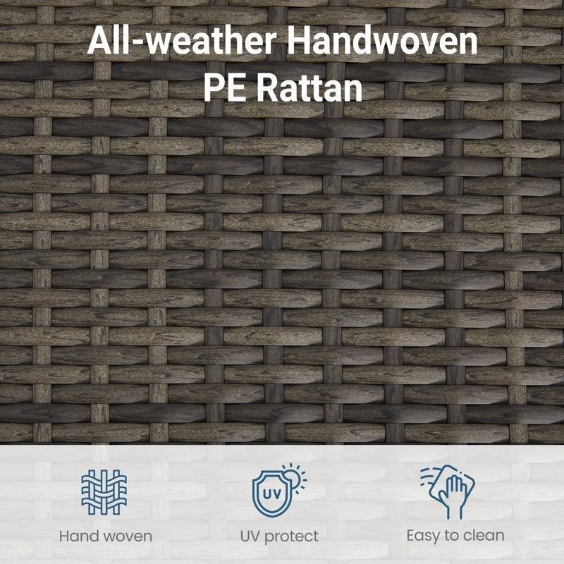 Gri Rattan Modüler 5 Parça Minderli Bahçe Takımı - 197 cm - 211214