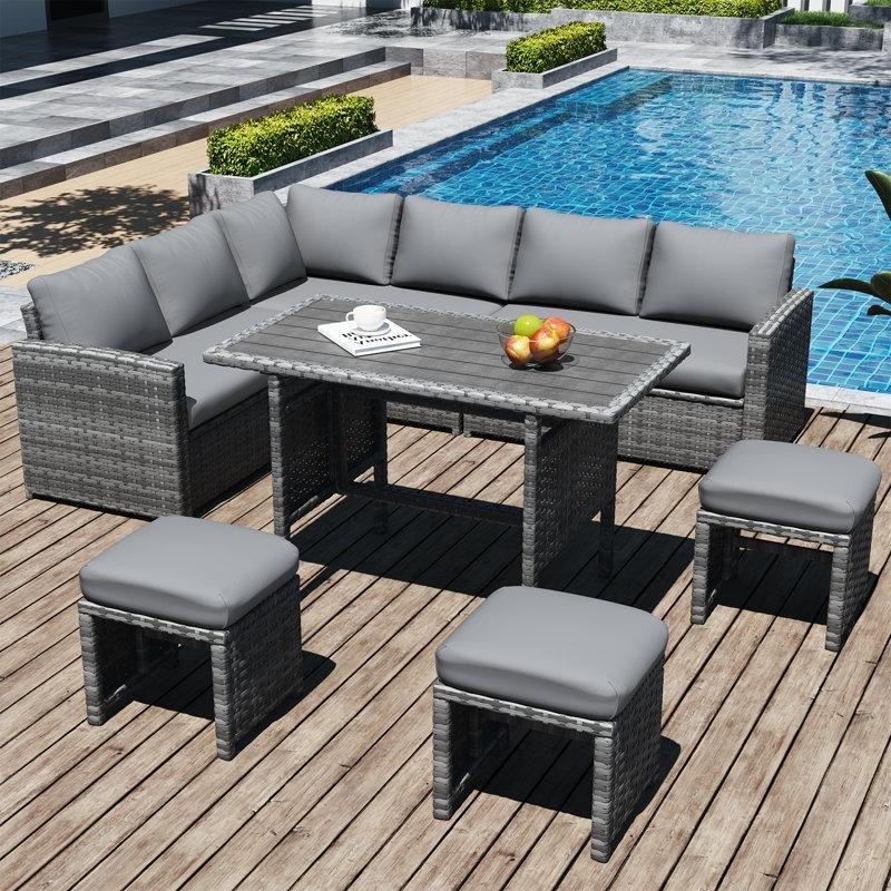 Gri Rattan Modüler 6 Kişilik Minderli Bahçe Takımı - 212448