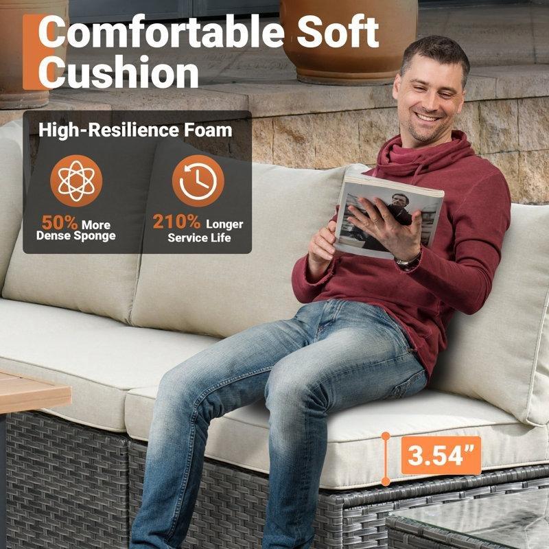 Gri Rattan Modüler Ateş Çukurlu 4 Kişilik Bahçe Takımı - 210249