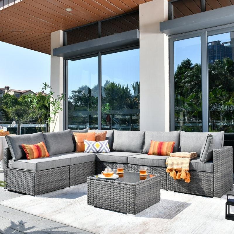 Gri Rattan Modüler Minderli Köşe Bahçe Takımı - 209190