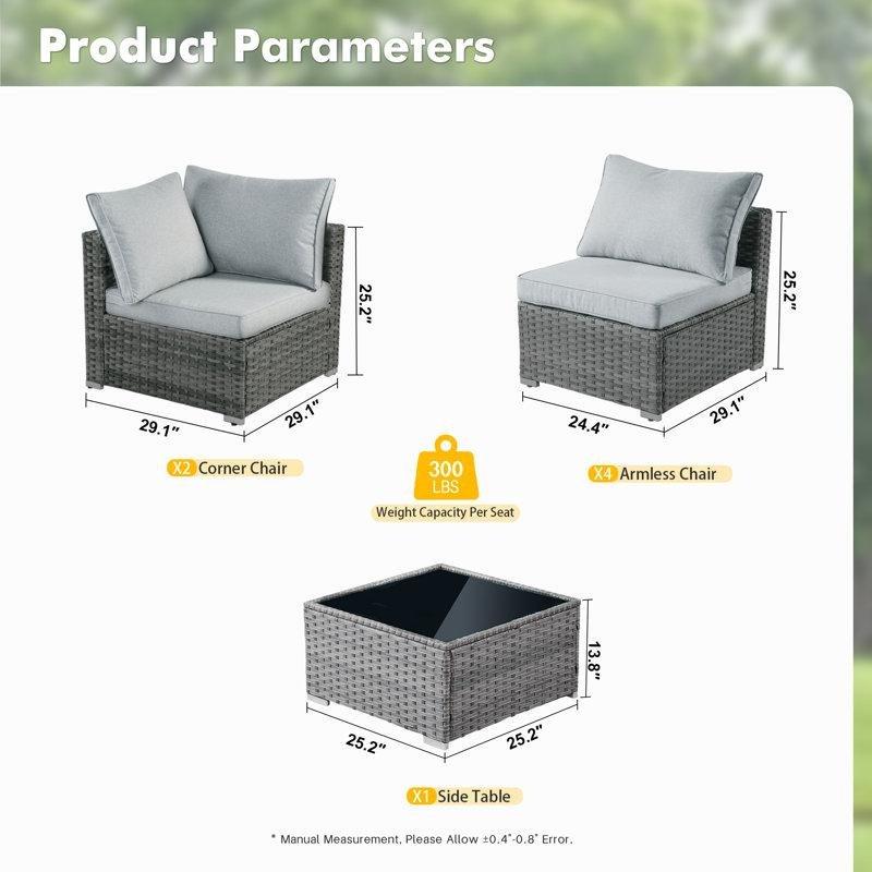 Gri Rattan Modüler Minderli Köşe Bahçe Takımı - 209190