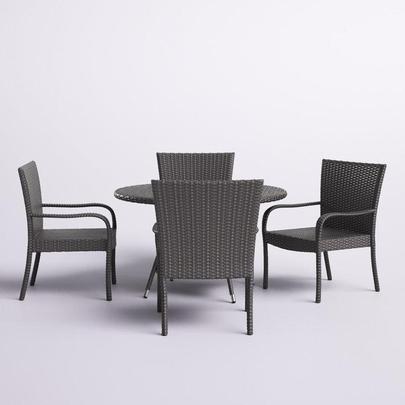 Gri Rattan Şemsiye Delikli Yuvarlak Masalı 4 Kişilik Bahçe Masa Takımı - 213975