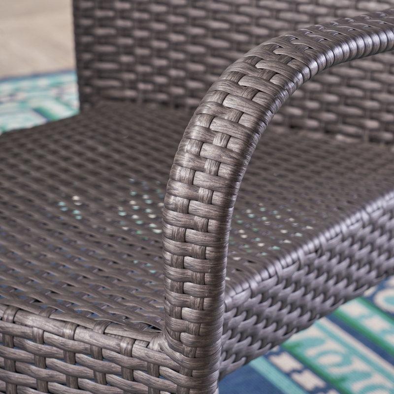 Gri Rattan Şemsiye Delikli Yuvarlak Masalı 4 Kişilik Bahçe Masa Takımı - 213975