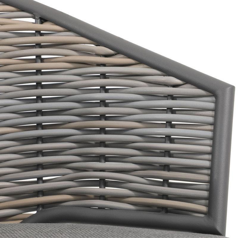 Gri Rattan ve Metal Minderli 8 Kişilik Dikdörtgen Bahçe Masa Takımı - 194x91 cm - 215826