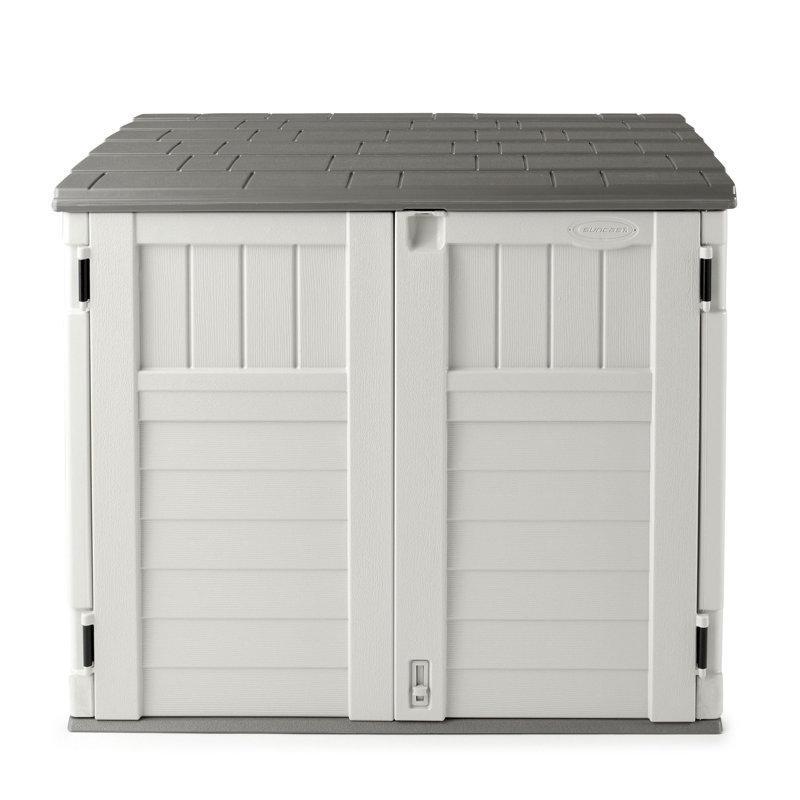 Gri Reçine Yatay Kilitli Bahçe Dolabı - 135x83x116 cm - 163651
