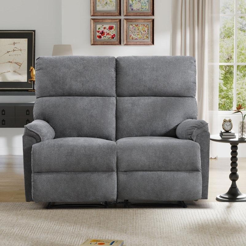 Gri Şönil Kumaş Manuel Dinlenme Mekanizmalı İkili Koltuk - 135 cm - 206190