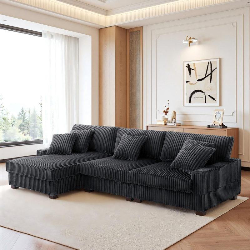 Gri Tavşan Tüyü Dokulu Flanel Kumaş Ayarlanabilir Başlıklı Modüler Sol L Köşe Koltuk - 194733