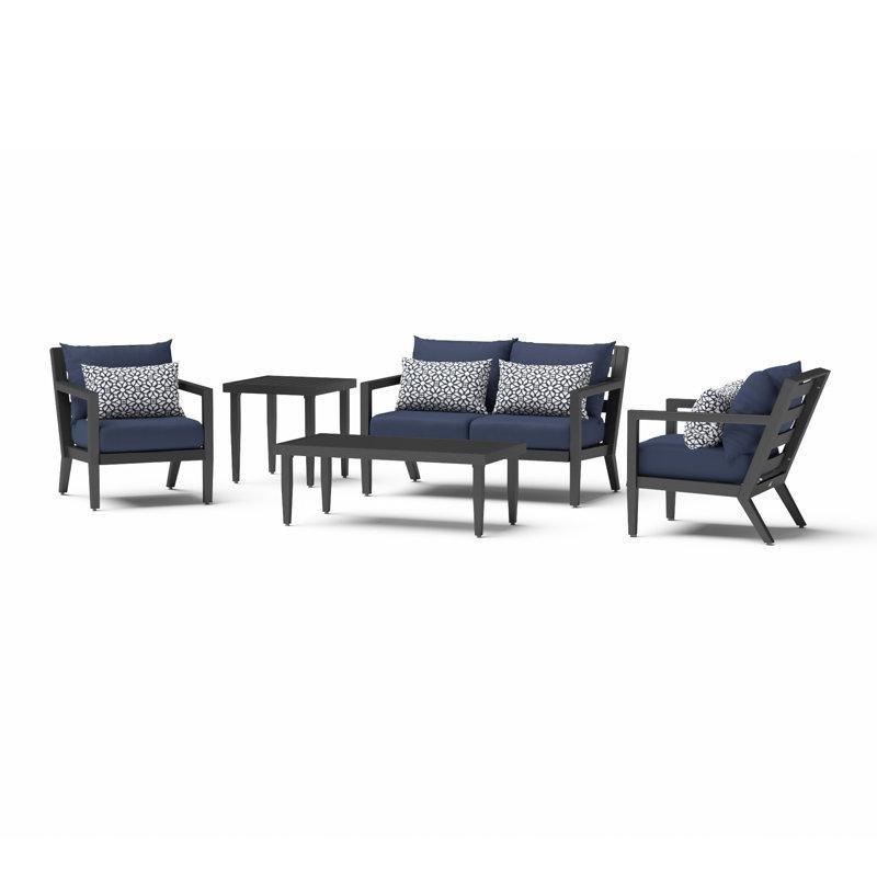 Gri Toz Boyalı Alüminyum Sunbrella® Minderli 5 Parça Bahçe Takımı - 211956