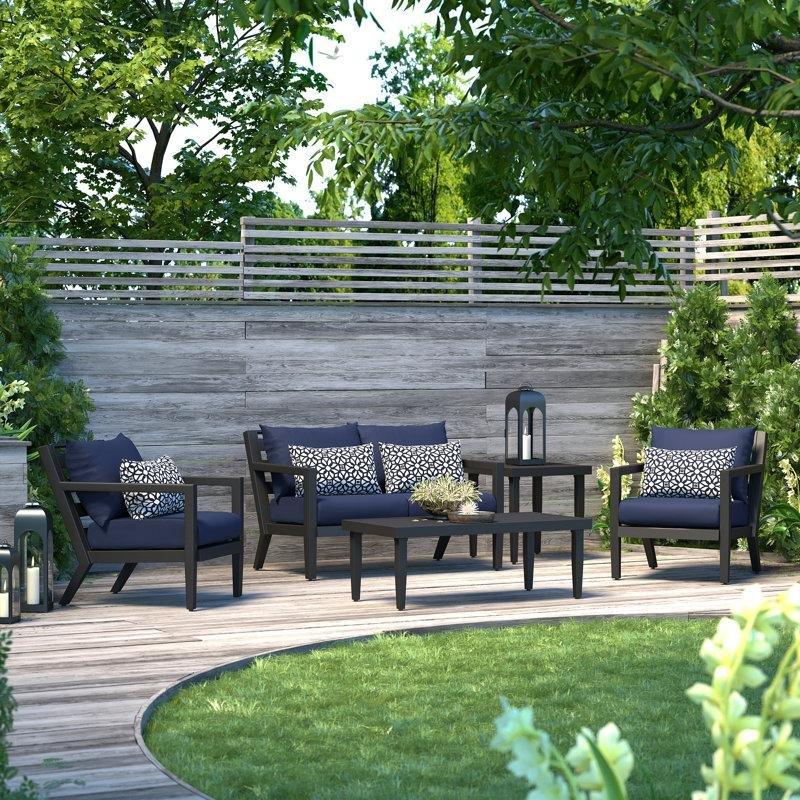 Gri Toz Boyalı Alüminyum Sunbrella® Minderli 5 Parça Bahçe Takımı - 211956