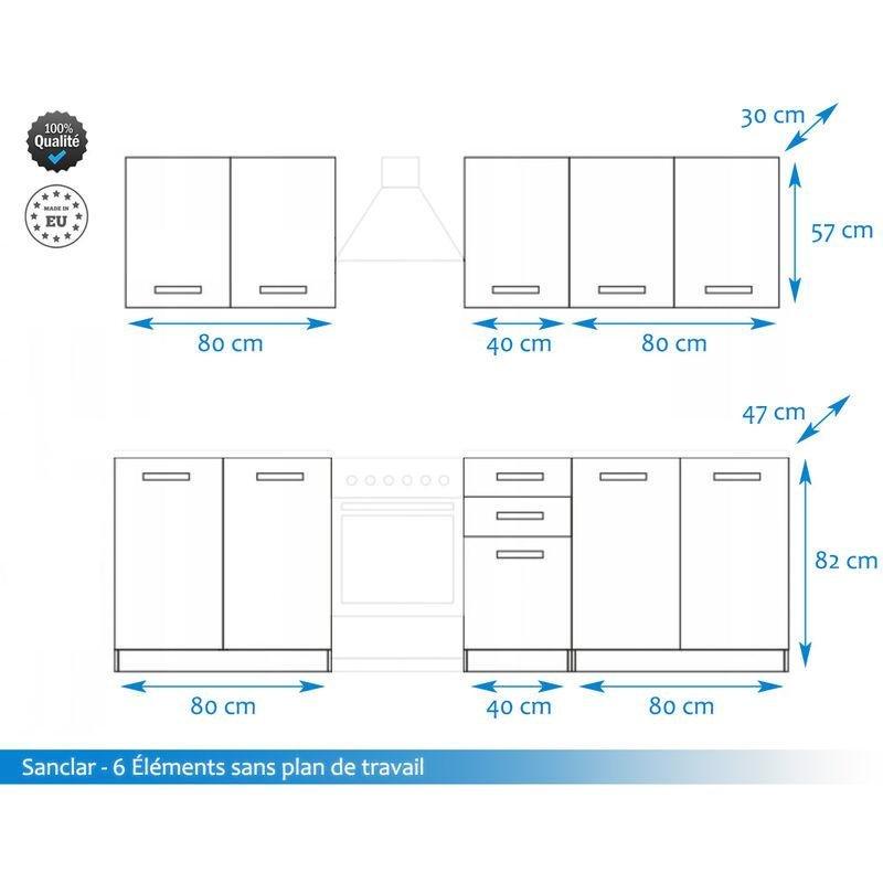 Gri ve Beyaz Lake Yüzeyli Melamin ve MDF 6 Parça Ankastre Fırın Bölmeli Mutfak Modeli - 200 cm - 185957