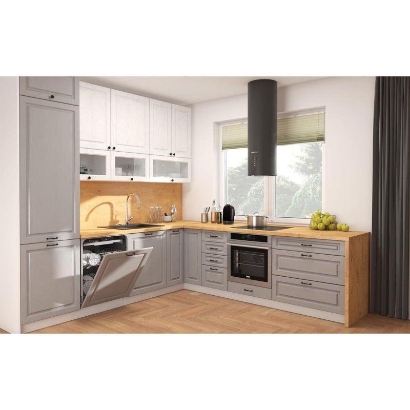 Gri ve Beyaz Mat MDF Kapaklı L Tipi Yavaş Kapanır Mutfak Modeli - 270x280 cm - 185141