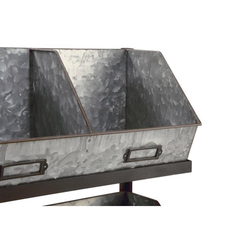 Gümüş Metal Tekerlekli 7 Bölmeli Etiketlikli Sebzelik - 69x29x97 cm - 177772