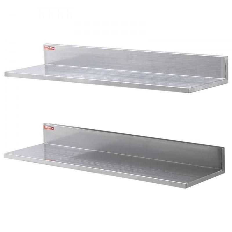Gümüş Paslanmaz Çelik L Şekilli İkili Set Duvar Rafı - 77 cm - 180260
