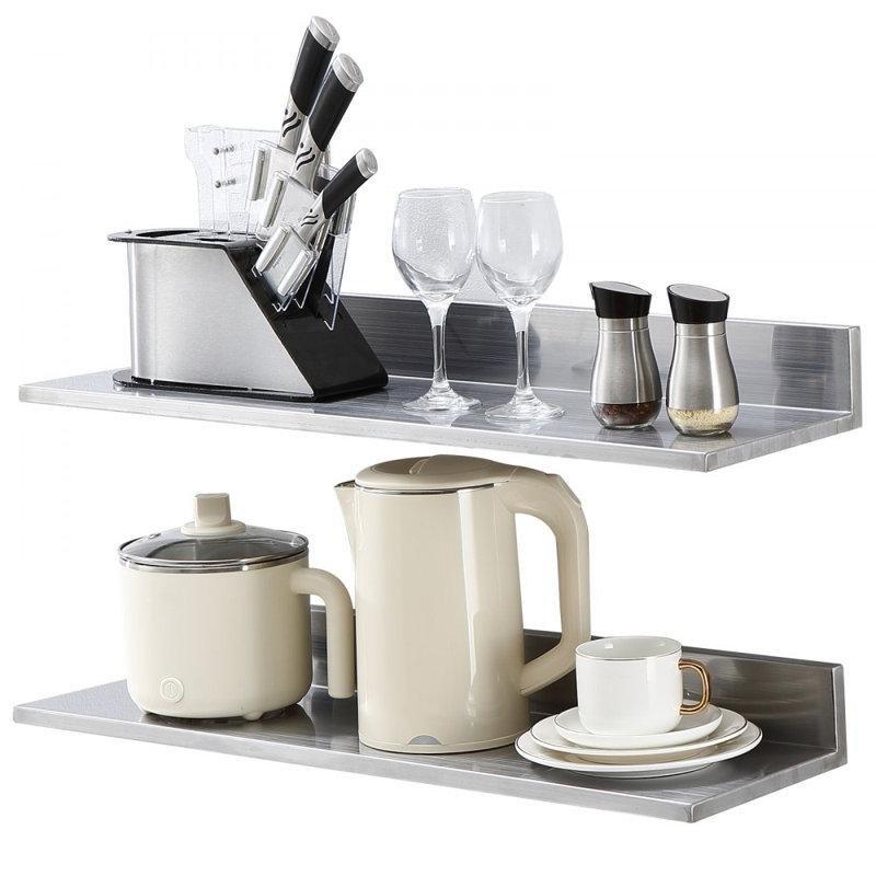 Gümüş Paslanmaz Çelik L Şekilli İkili Set Duvar Rafı - 77 cm - 180260