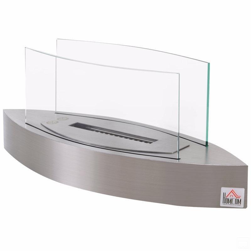 Gümüş Paslanmaz Çelik Masaüstü Bacasız Bioethanol Şömine - 60 cm - 188215