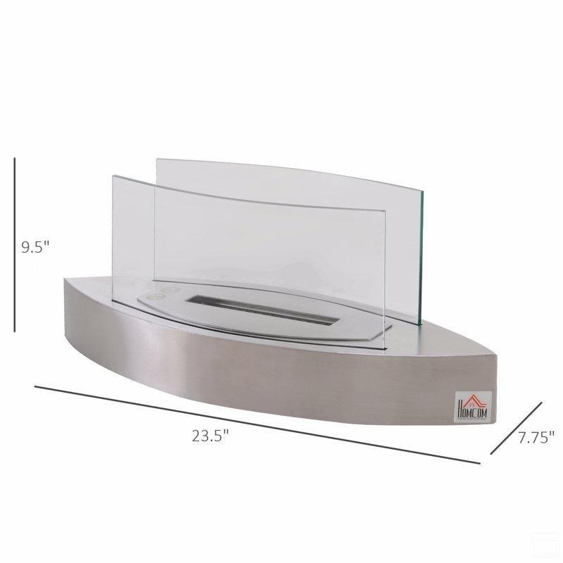 Gümüş Paslanmaz Çelik Masaüstü Bacasız Bioethanol Şömine - 60 cm - 188215