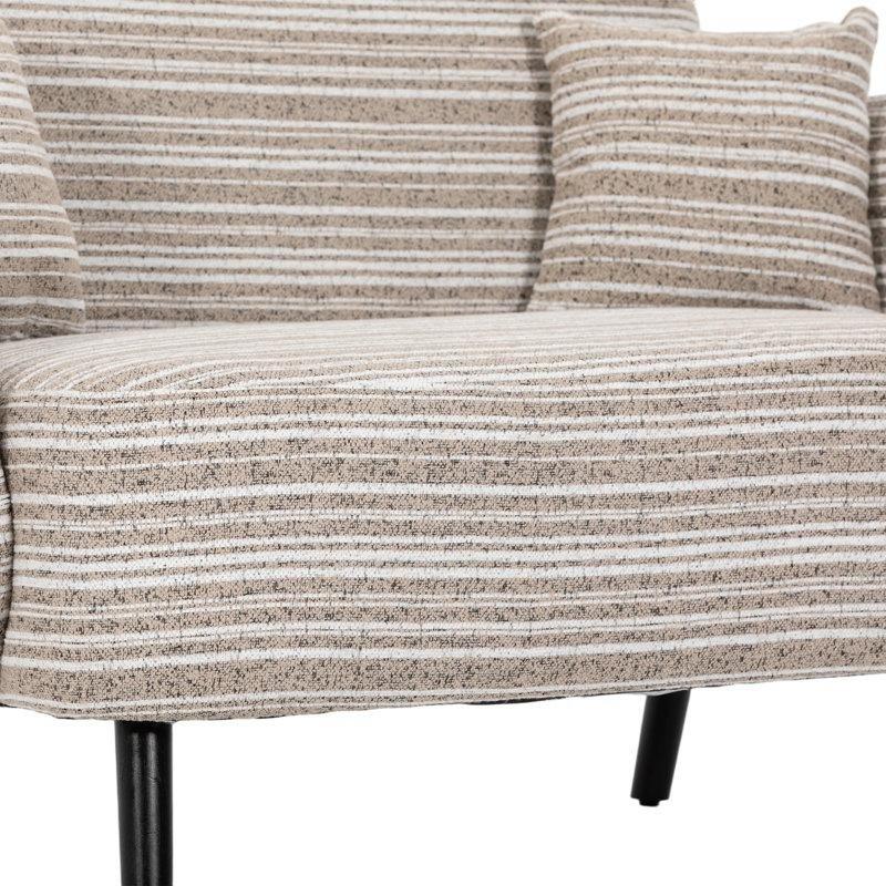 Haki Masif Ahşap Çizgili İkili Koltuk - 122 cm - 206086
