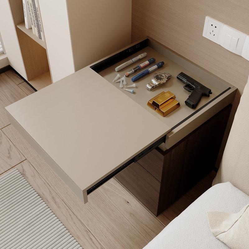 Haki MDF RFID Kilitli Gizli Bölmeli Dört Çekmeceli Komodin - 50 cm - 223480