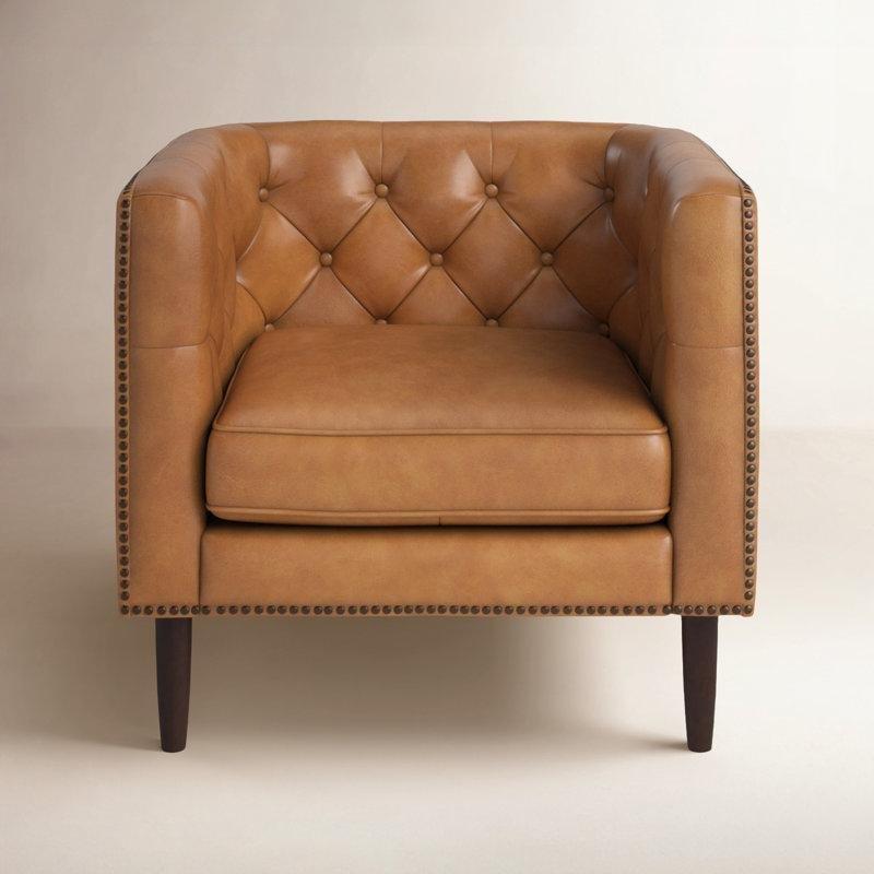 Hakiki Deri Kapitoneli Zımba Detaylı 3 Parçalı Chesterfield Koltuk Takımı - 191280