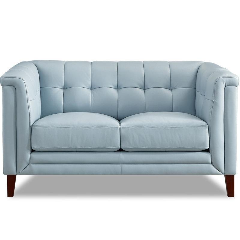 Hakiki Deri Masif Ahşap Ayaklı İkili Koltuk - 157 cm - 208304