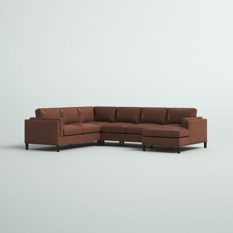 Hakiki Deri Masif Ahşap Ayaklı Sağ U Köşe Koltuk Takımı - 310x244 cm - 193428