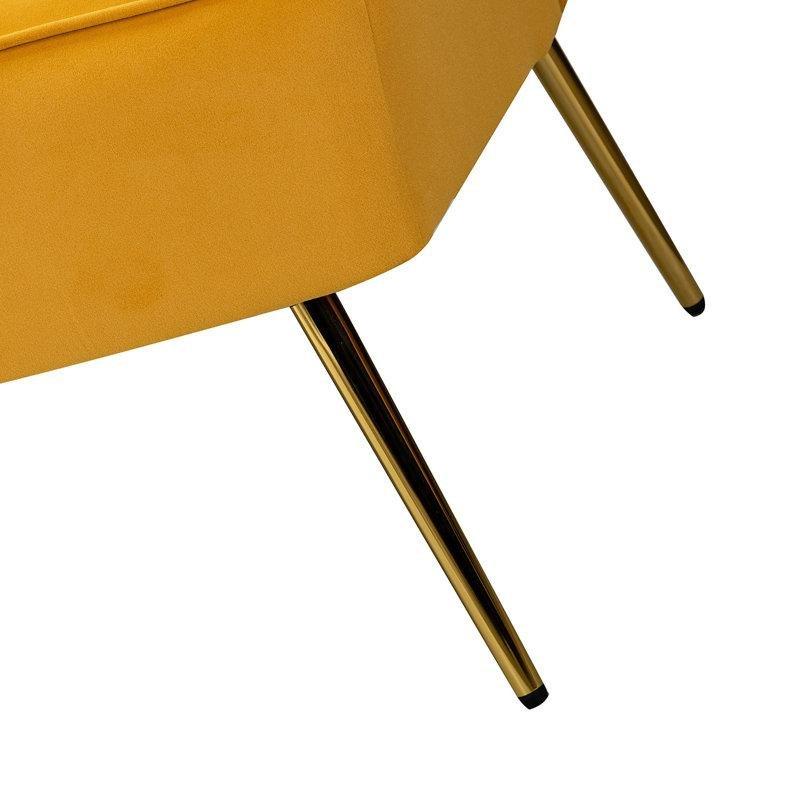 Hardal Sarısı Kadife Metal Ayaklı Dikey Kanal Dikişli 3 Parça Koltuk Takımı - 191311