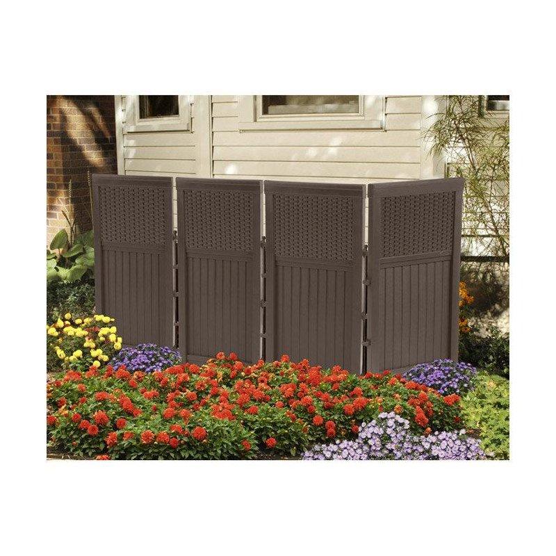 Hasır Desenli Reçine 4 Panelli 5 Direkli Modüler Bahçe Paravanı - 173085