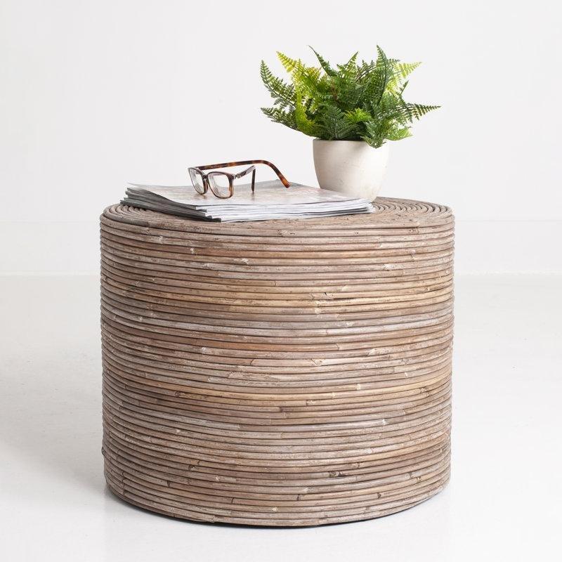 Hasır Rattan El Örgüsü Yuvarlak Puf - 49x36 cm - 164818
