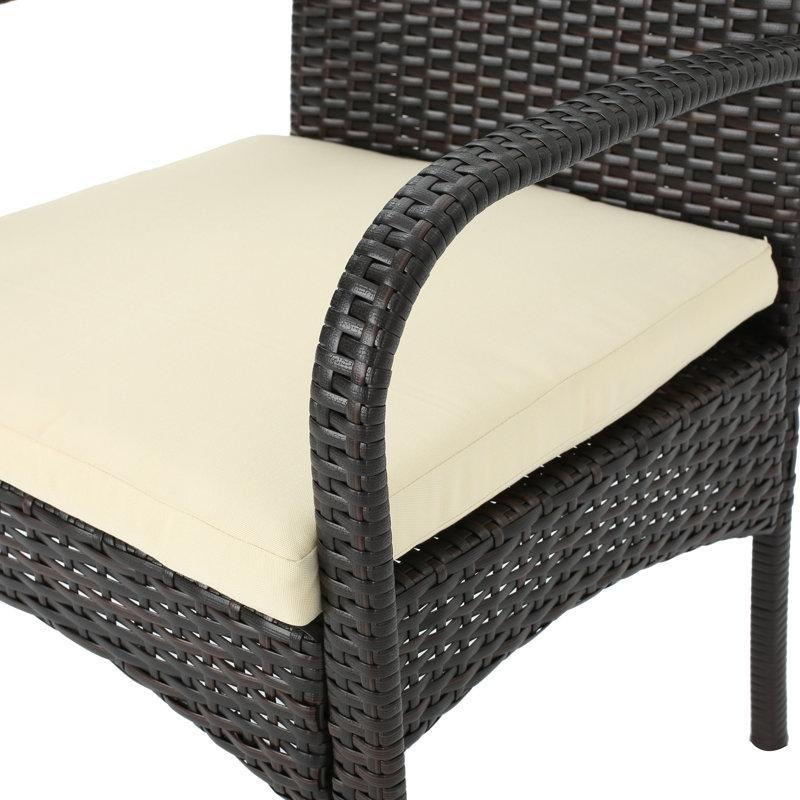 Hasır ve Metal İstiflenebilir 6 Kişilik Dikdörtgen Bahçe Masa Takımı - 180x90 cm - 215087