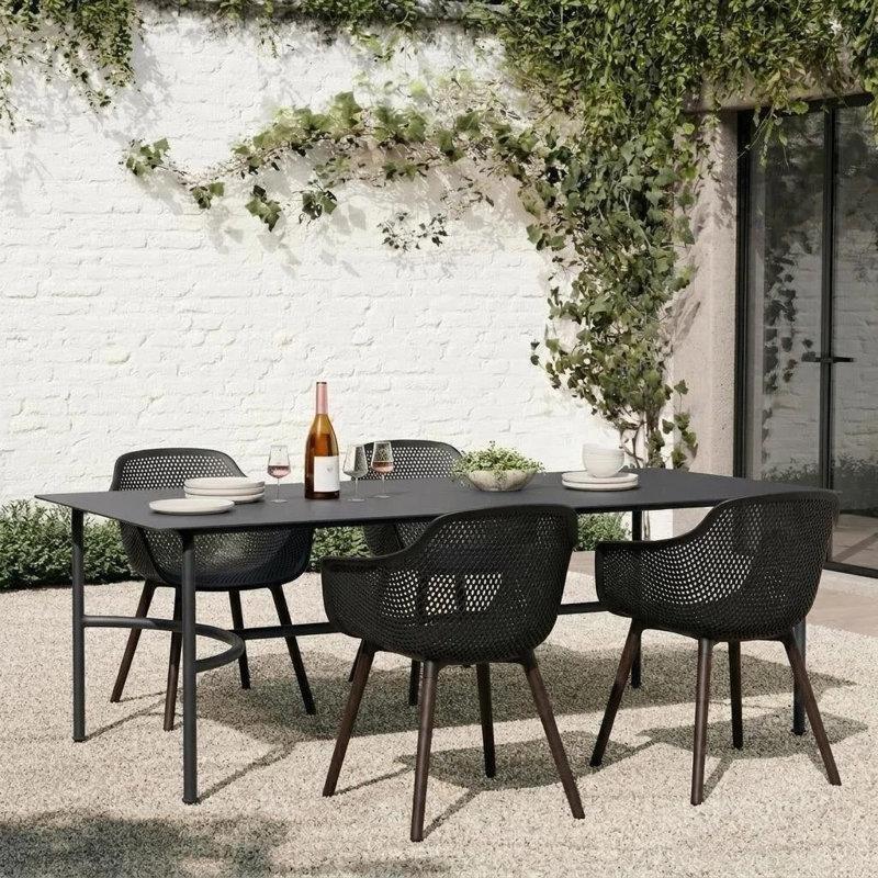 Hava Koşullarına Dayanıklı Plastik Kollu Bahçe Sandalyesi - 4lü Set - 173635