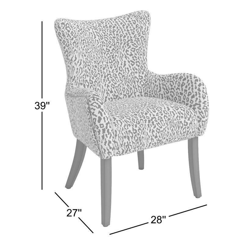 Hayvan Desenli Huş Ahşap Ayaklı Zımba Detaylı Berjer Koltuk - 100x72 cm - 203967