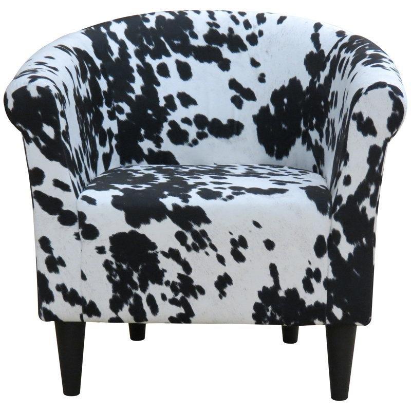 Hayvan Desenli Polyester Kumaş Yuvarlak Kollu Fıçı Tekli Koltuk - 78x70 cm - 204345