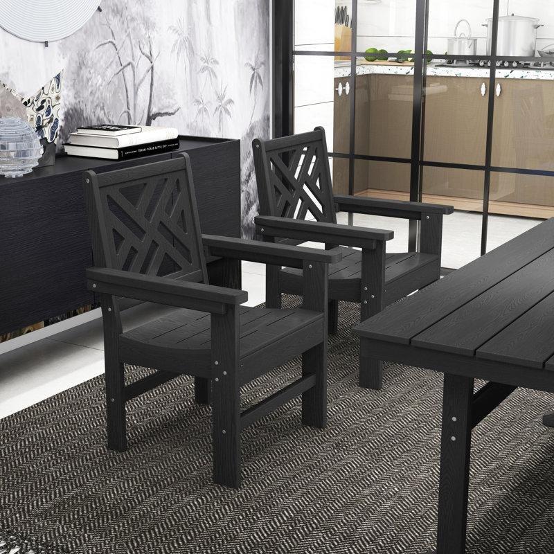 HDPE Malzeme Hava Koşullarına Dayanıklı Kollu 2li Set Bahçe Sandalyesi - 173445