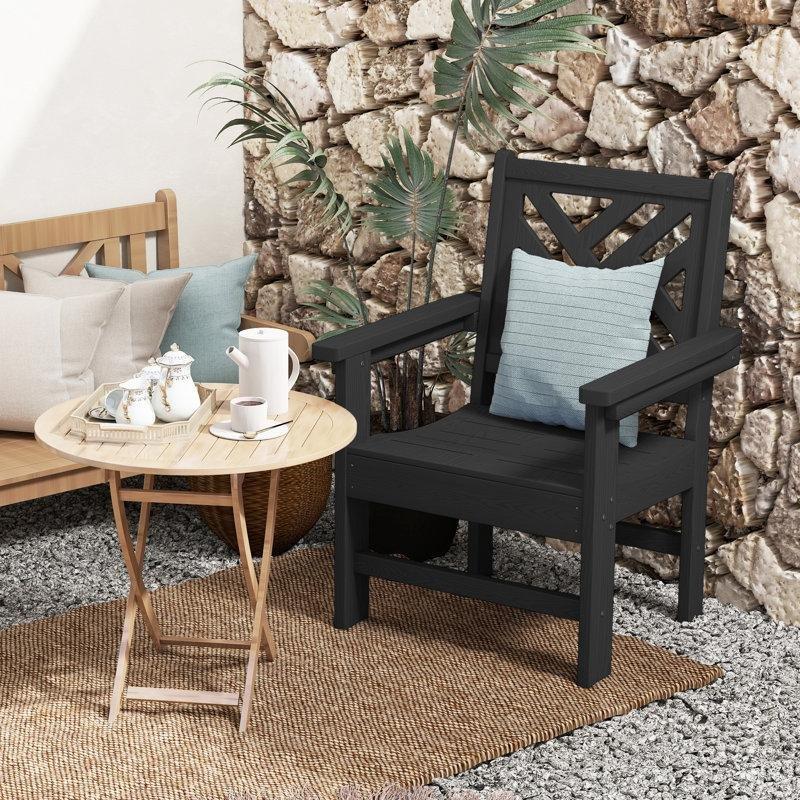 HDPE Malzeme Hava Koşullarına Dayanıklı Kollu 2li Set Bahçe Sandalyesi - 173445
