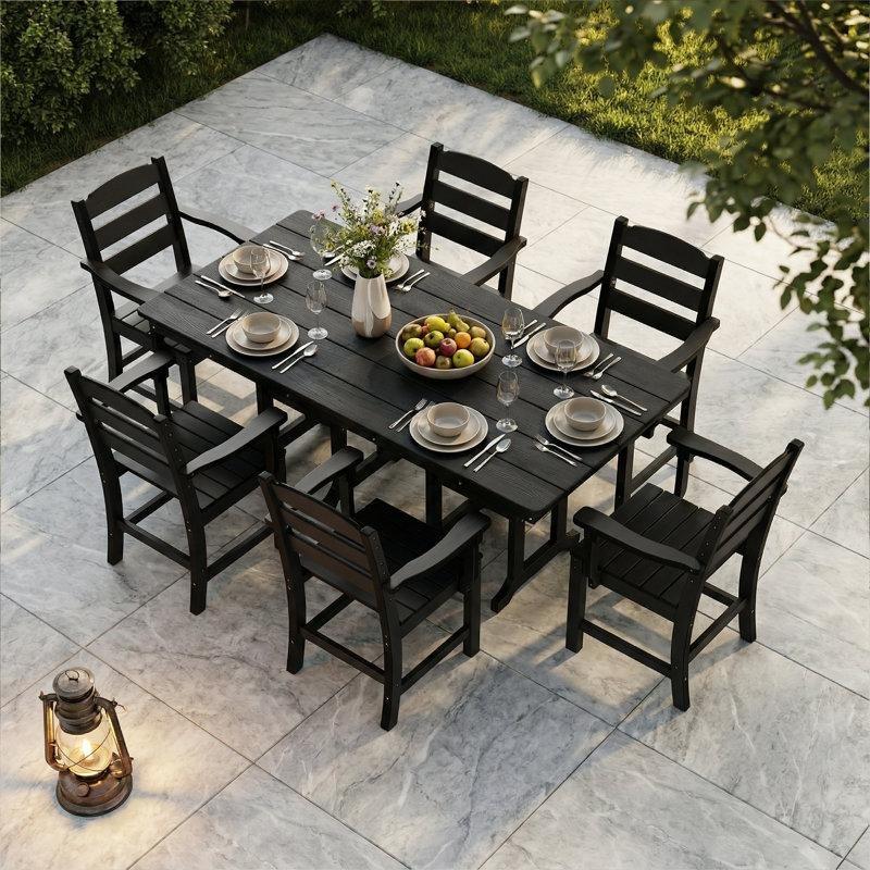 HDPE Şemsiye Delikli 6 Kişilik Dikdörtgen Bahçe Masa Takımı - 181x90 cm - 214253