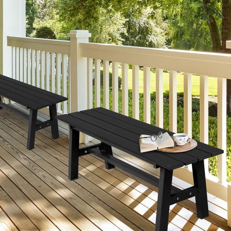 HDPE ve Metal Ayaklı Izgara Tasarımlı Bahçe Bankı - 118 cm - 172588