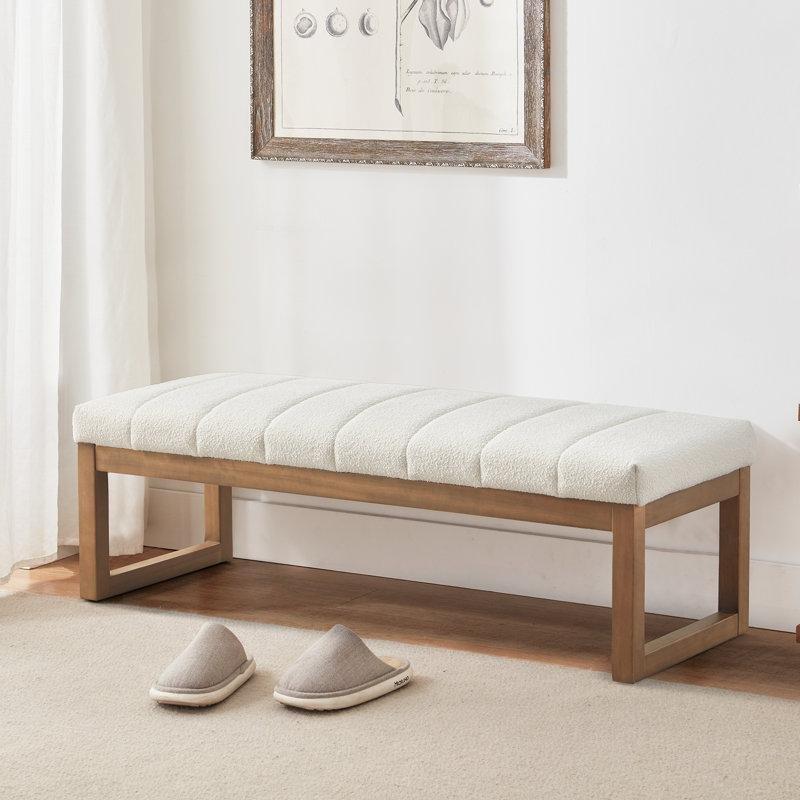 Huş Masif Ahşap Kare Ayaklı Kanallı Döşemeli Bench - 135 cm - 164713