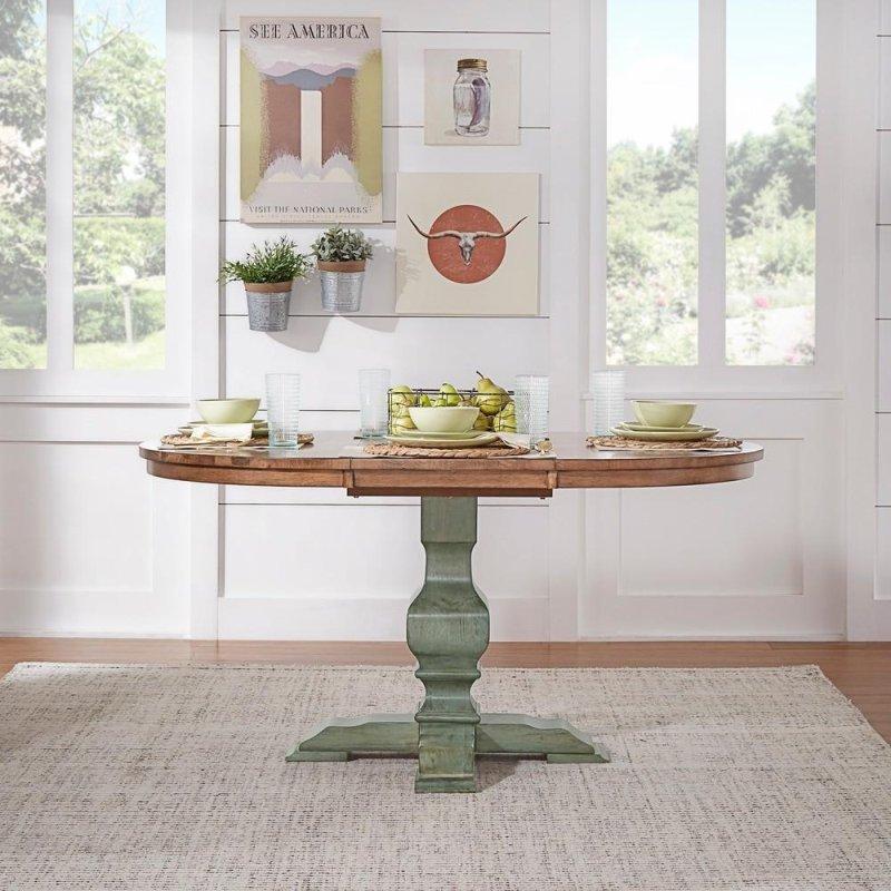 İki Renkli Masif Kauçuk Ağacı Açılabilir Oval Ayaklı Bohem Yemek Masası - 152 cm - 238093