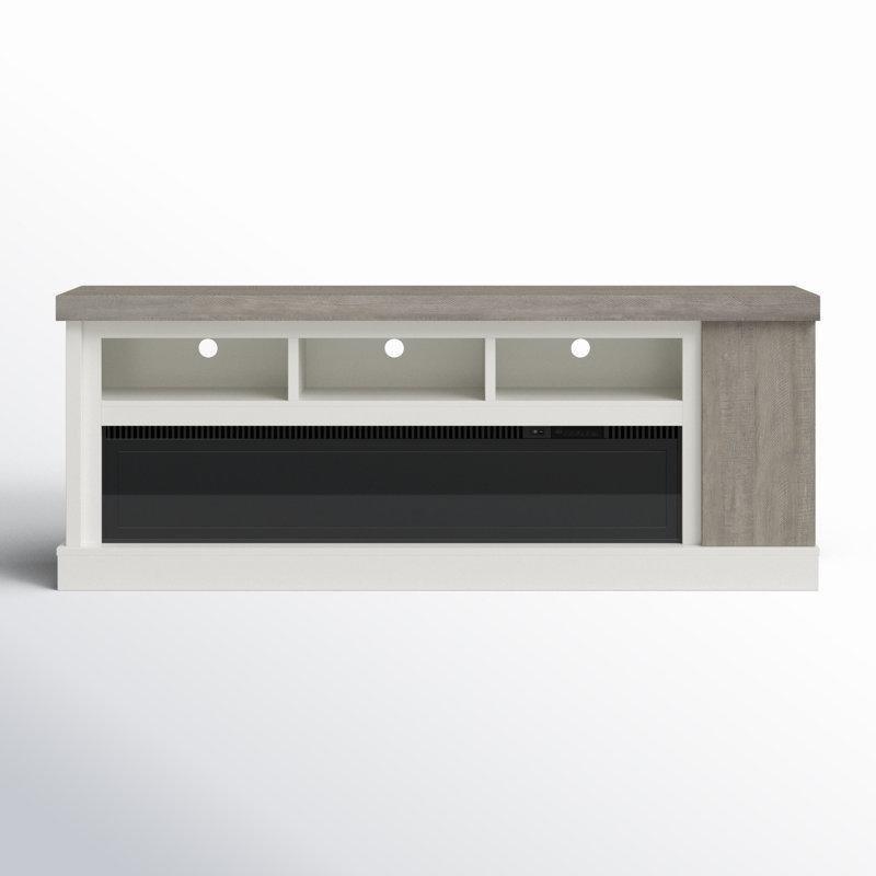 İki Renkli MDF Elektrikli Şömineli ve Ayarlanabilir Raflı TV Ünitesi - 191 cm - 222365