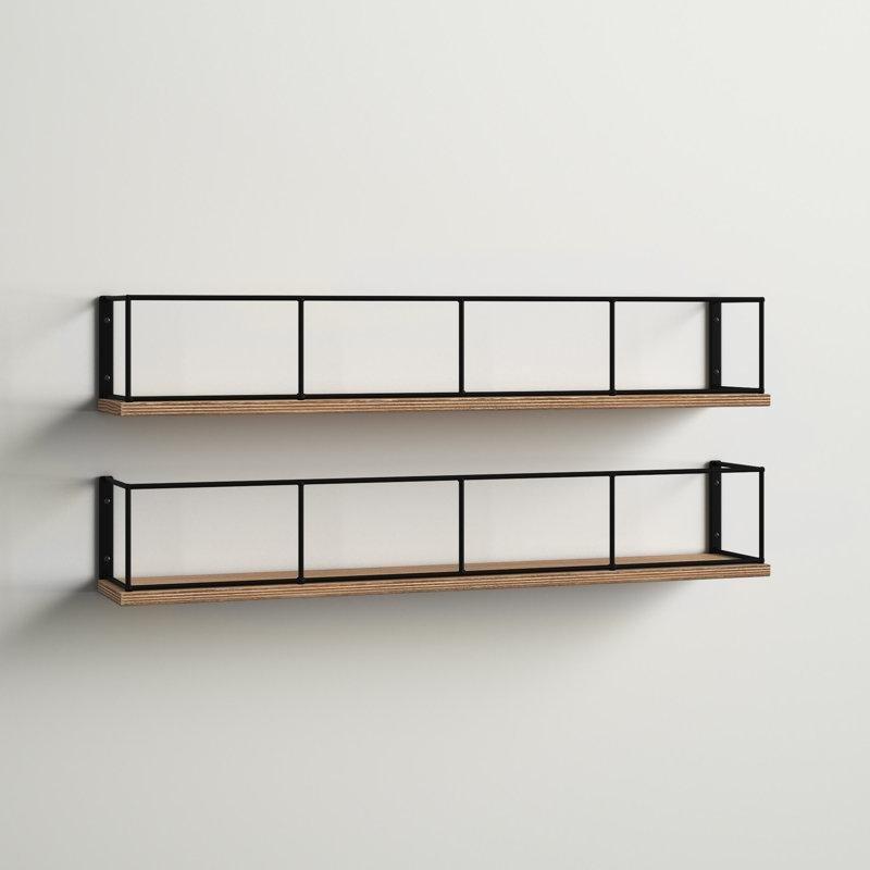 İkili Set Ahşap Askılı Duvar Rafı - 61x11 cm - 179794