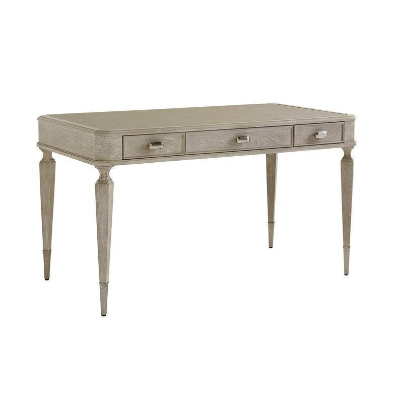 İnci Grisi Masif ve Endüstriyel Ahşap 3 Çekmeceli Kablo Yönetimli Vintage Çalışma Masası - 138x72 cm - 234385