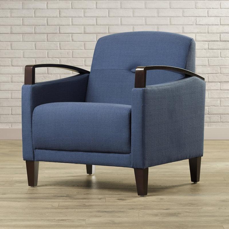 İndigo Kapitoneli Masif Ahşap Tekli Koltuk - 203685